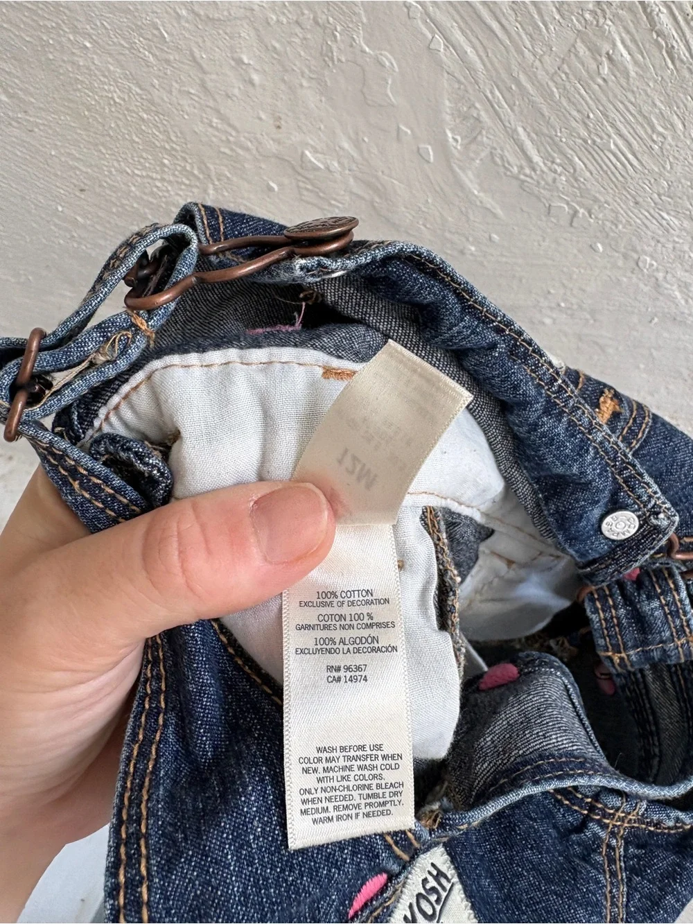 12 month OshKosh B'Gosh baby girl denim short overalls